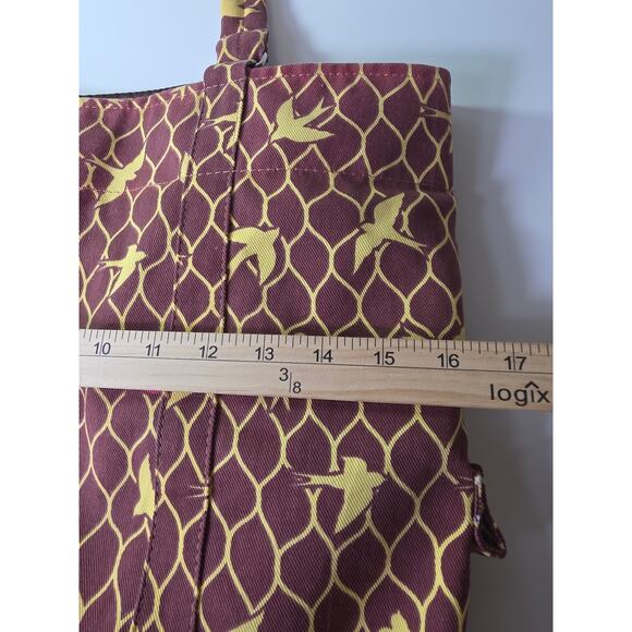 YAK PAK Brown Yellow Bird Flying Shopping Beach Large 16" Tote Bag - Picture 6 of 13